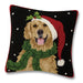 Santa Golden Retriever Hooked Dog Pillow