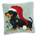 Santa Dachshunds Hooked Dog Pillow