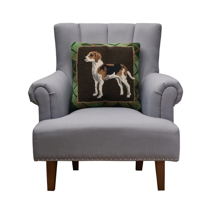 Foxhound Green Plaid Hooked Dog Pillow