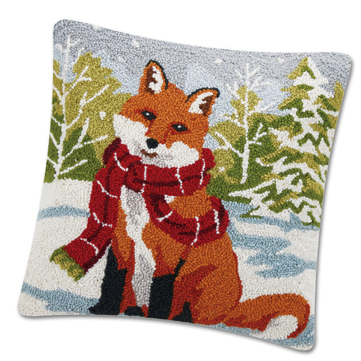 Snowfall Fox Hooked Pillow