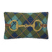 Snaffle Bit Green & Navy Plaid Hooked Pillow