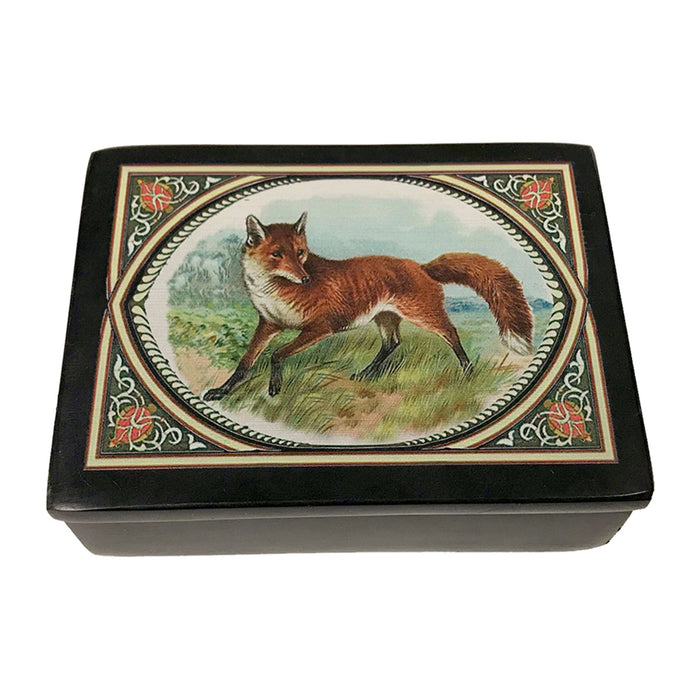 Red Fox Decorative Box - Black Soapstone