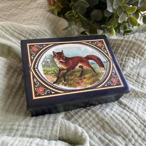 Red Fox Decorative Box - Black Soapstone 