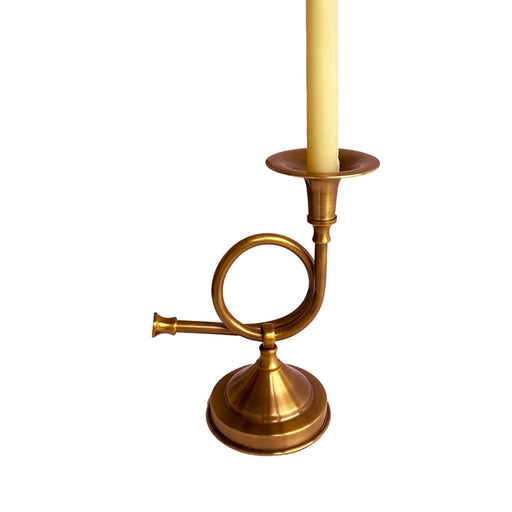 Brass Hunting Horn Candlestick Antique Finish