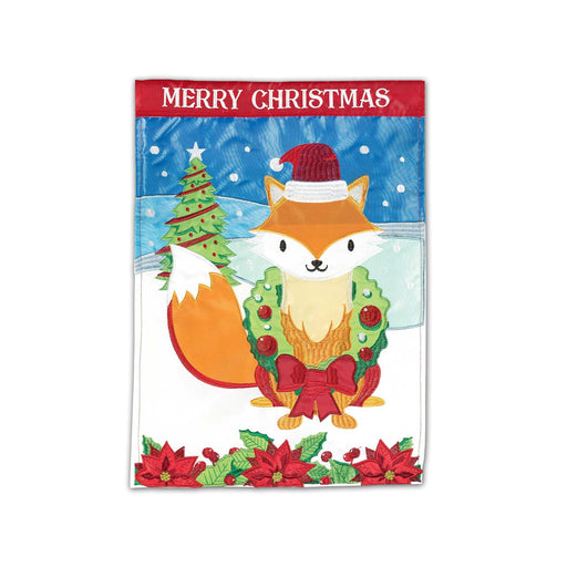 Merry Christmas Fox Garden Flag