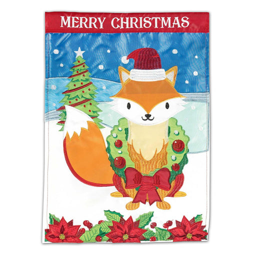 Merry Christmas Fox Large Flag