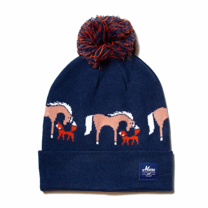 Foxy Greeting Horse Beanie Cap - Navy