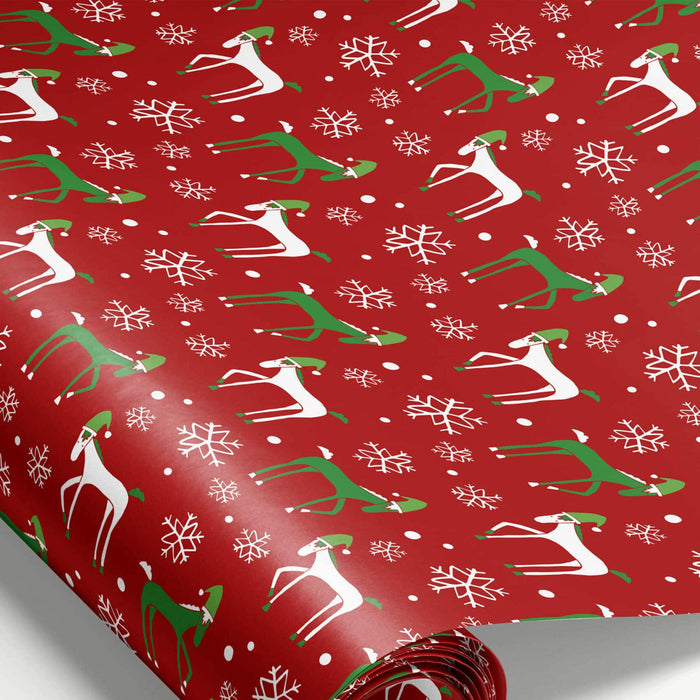 Santa Ponies Christmas Gift Wrap - Red