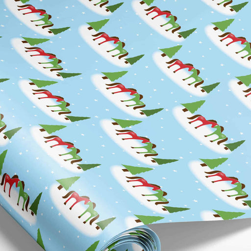 Snow Ponies Christmas Gift Wrap - Light Blue