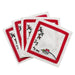 Foxhunt Red Ribbon Embroidered Cocktail Napkins - Set of 4