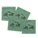 Foxhunt Green  Embroidered Cocktail Napkins - Set of 4