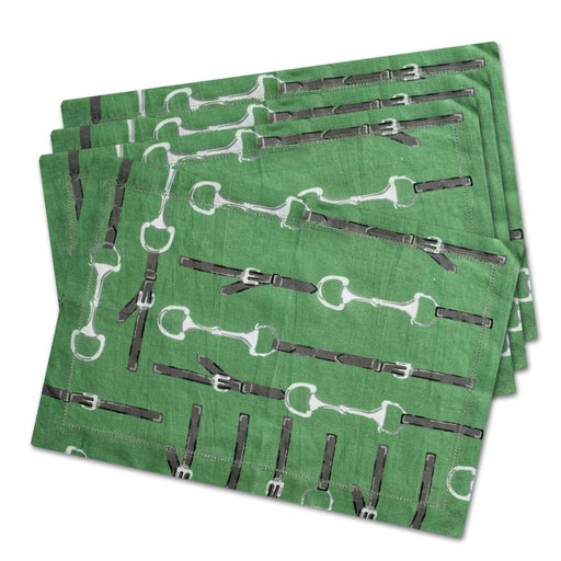 Green Linen Snaffle Bit Placemats - Set of  4