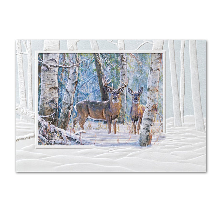 Winter's Beauty Deer Embossed Christmas Cards