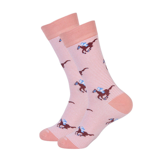 Stretch Run Horseracing Men's Socks - Coral