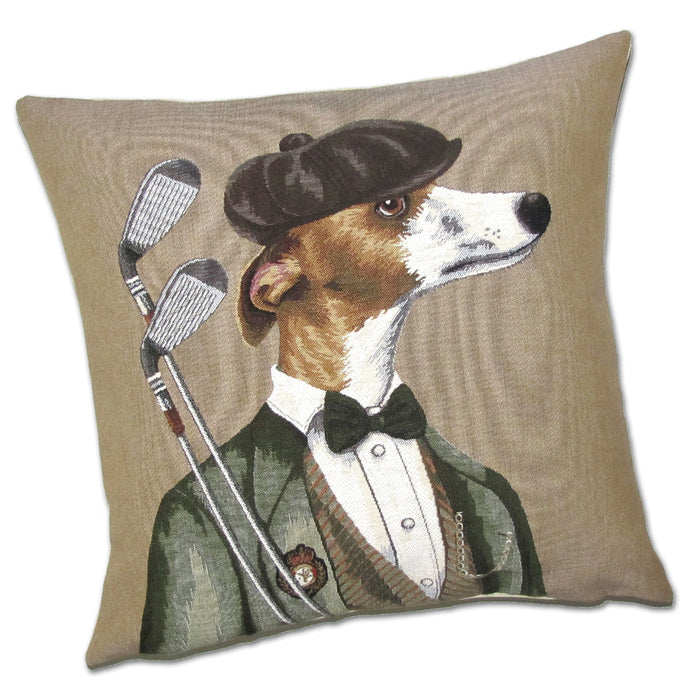 Whippet Dog Golf Caddy Tapestry Pillow