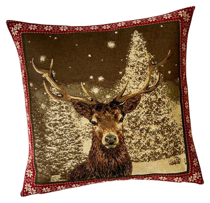 Holiday Winter Stag Tapestry Pillow A