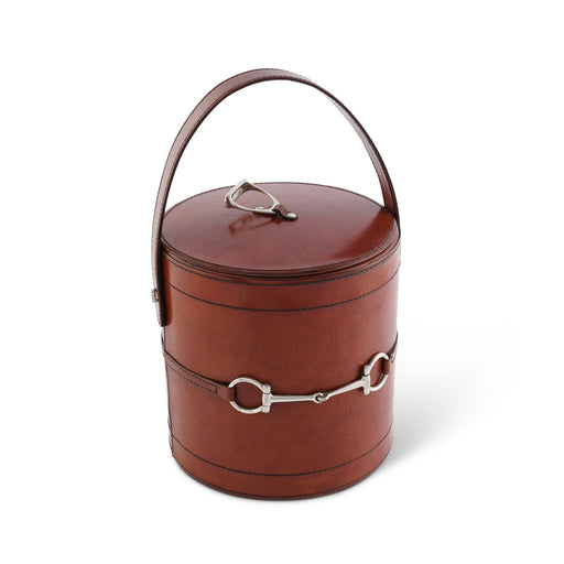 Equestrian Leather Ice Bucket with Snaffle Bit and Lid