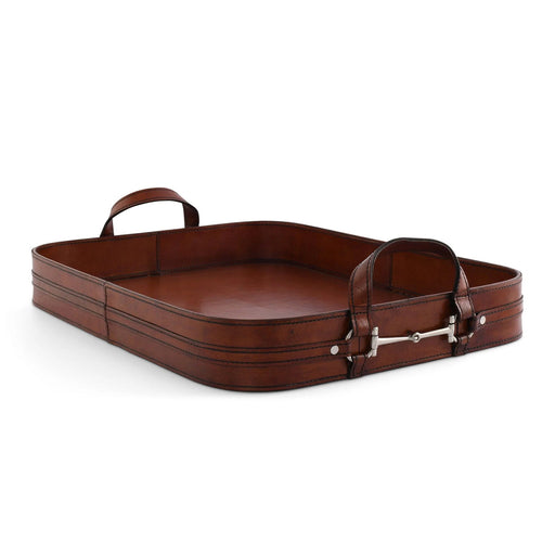 Equestrian Leather Serving Tray with Snaffle Bit