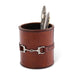 Equestrian Leather Desk Pen Cup with Snaffle Bit