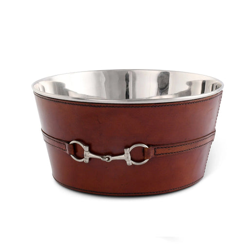 Equestrian Leather Party Tub with Snaffle Bit - Stainless Lined