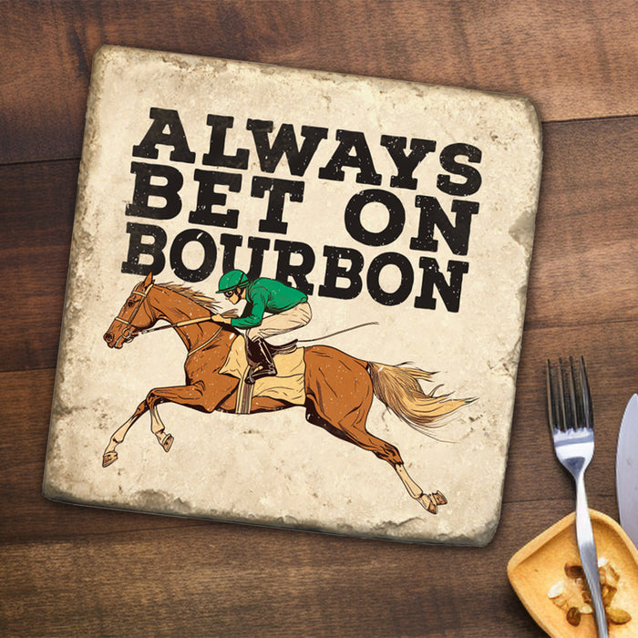 Bet on Bourbon Racehorse Marble Trivet - Cork Back