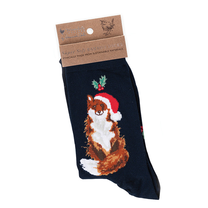 Festive Santa Fox Women's Socks by Wrendale