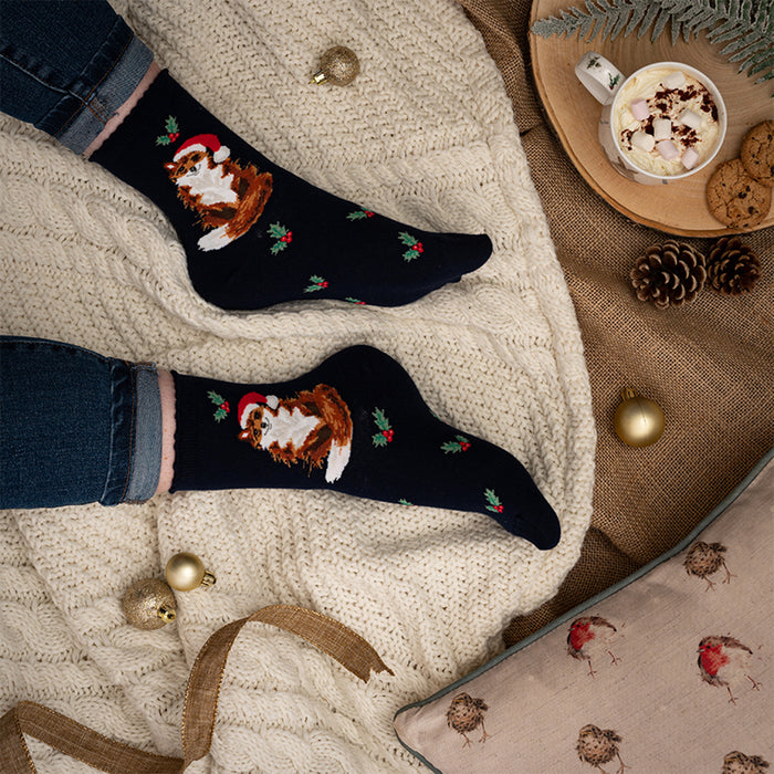 Festive Santa Fox Women's Socks by Wrendale