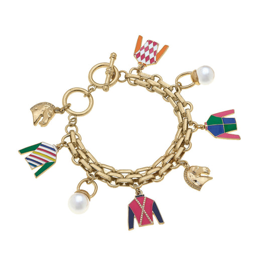 Triple Crown Jockey Silks Charm Bracelet