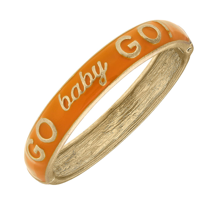 Go Baby Go Enamel Hinged Bangle - Spice Orange