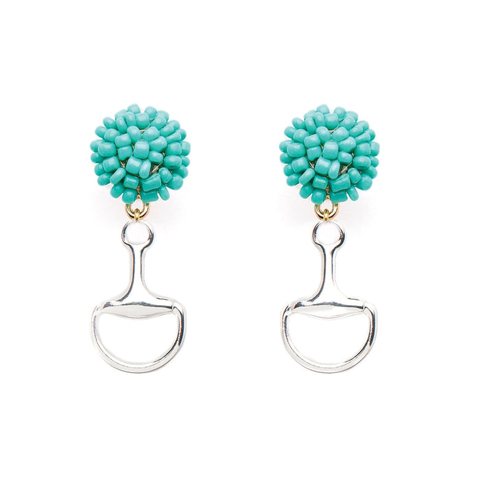 Equestrian Bit Earrings Silver -Turquoise Beads