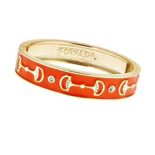 Equestrian Bit Gold Bangle - Spice Orange