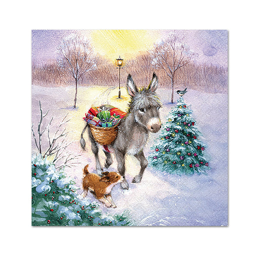 Donkey Christmas Delivery Paper Beverage Napkins