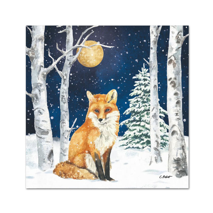 Midnight Moon Winter Fox Paper Beverage Napkins