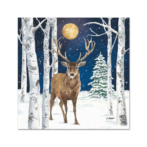 Midnight Moon Winter Stag Paper Beverage Napkins