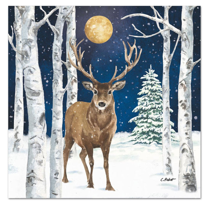 Midnight Moon Winter Stag Paper Luncheon Napkins