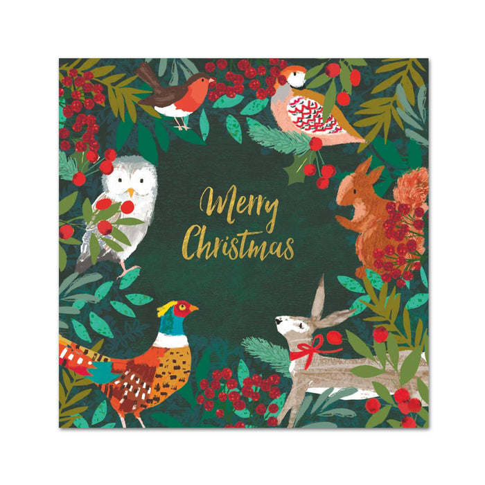 Christmas Forest Wildlife Paper Beverage Napkins