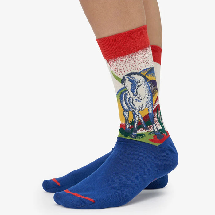 Equestrian Art Socks - Blue Horse by Franz Marc- Men's Crew Socks