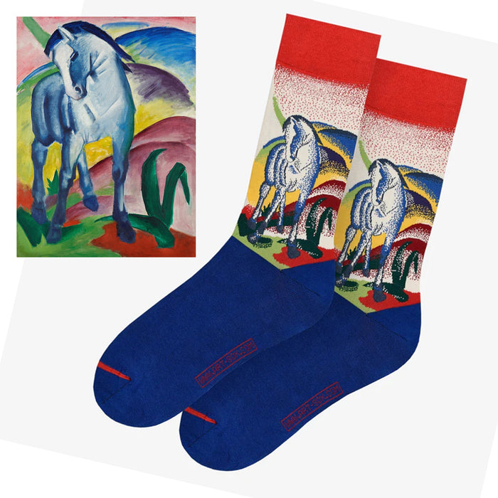 Equestrian Art Socks - Blue Horse by Franz Marc- Men's Crew Socks