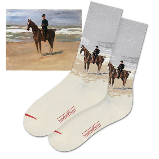 Equestrian Art Socks - Rider On the Beach by Max Liebermann - Men's Crew Socks