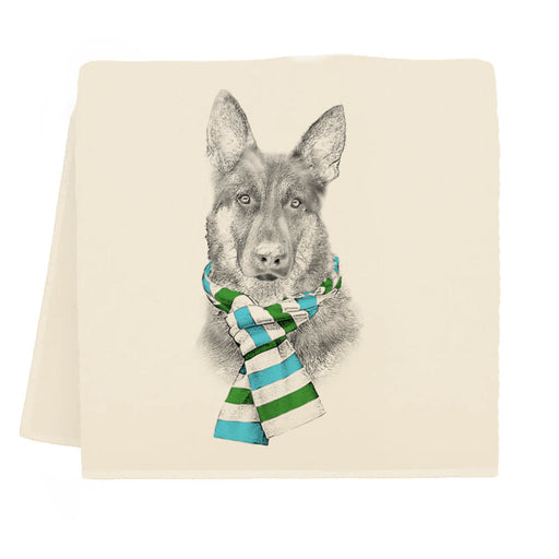 German Shepherd with Scarf Dog Kitchen Towel by Eric & Christopher