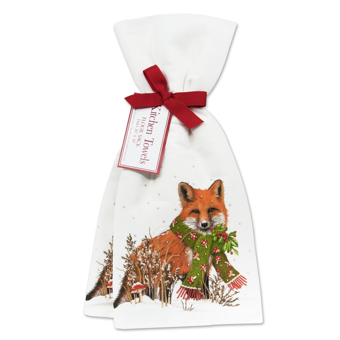 Winter Meadow Fox Cotton Kitchen Towels - Set of 2