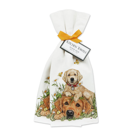 Golden Pup Cotton Kitchen Towels  Set of 2