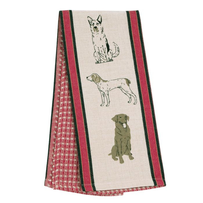 Show Dogs Red Waffle Weave Kitchen Towel