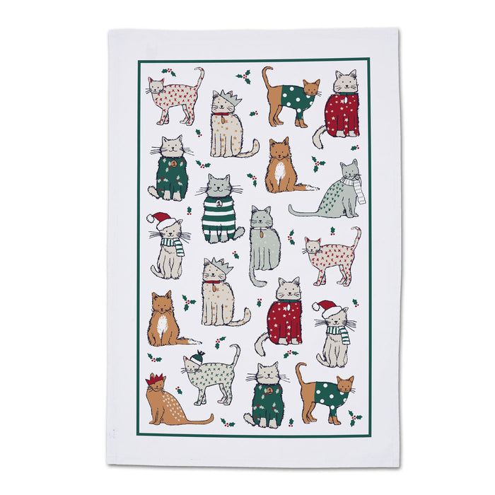 Christmas Kitties Cotton Kitchen Towel