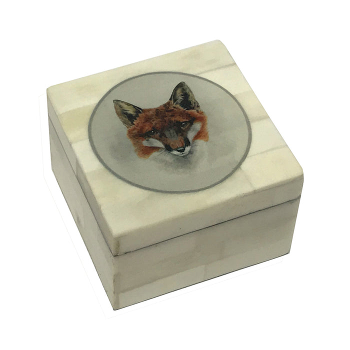 Red Fox Portrait Natural Bone Trinket Box