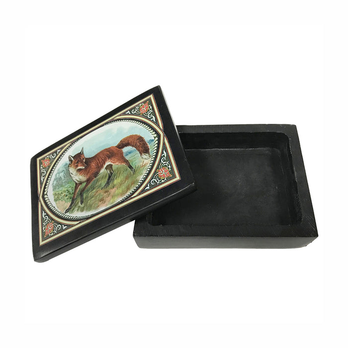 Red Fox Decorative Box - Black Soapstone