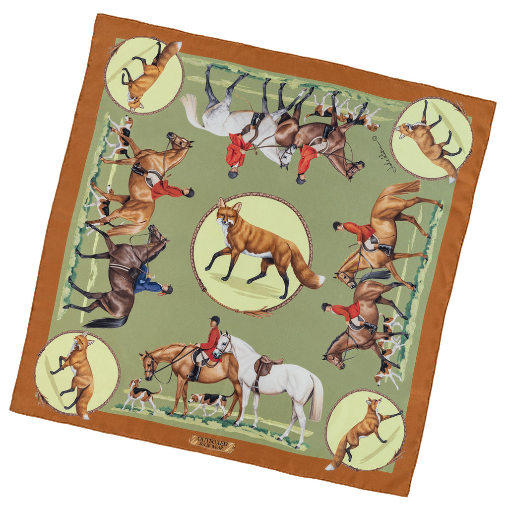 Outfoxed Equestrian Silk Scarf by Julie Wear - Blue — Horse and