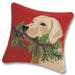 Yellow Labrador with Holly Branch Hooked Dog Pillow