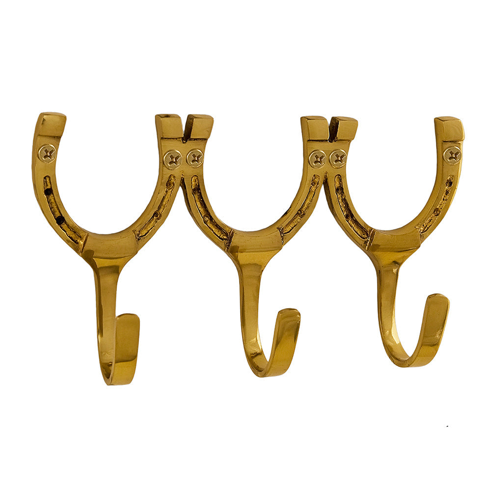 Horseshoe Hook Triple - Brass — Horse and Hound Gallery