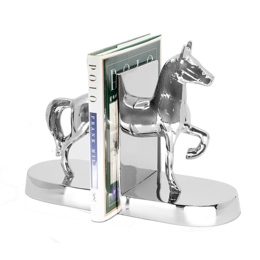 Stately Horse Chrome Bookends